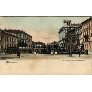 1905 Warszawa, Varsovie, Warschau, Warsaw; Krakowskie Przedmiescie, Syrena / street, horse-drawn tram...