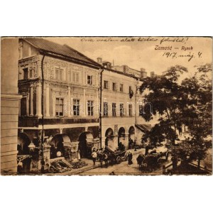 1917 Zamosc, Ryenk / street, market vendors + K.u.k. Infanterieregiment Schoedler No. 30. Superarbitrierungs-Abteilung...