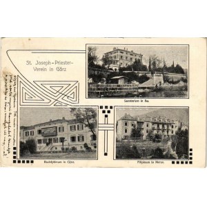 1912 Gorizia, Görz, Gorica; St. Joseph-Priester-Verein, Sanatorium in Ika, Rudolphinum, Filipinum. Art Nouveau (EK...