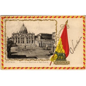 1898 (Vorläufer) Roma, Rome; Piazza e Basilica di San Pietro. Ernesto Richter No. 1. Art Nouveau, Emb. litho (pinhole...