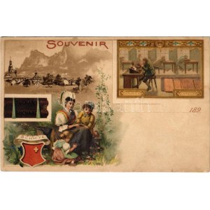 (Vorläufer) Schwyz, Art Chretien, Souvenir Suchard Cacao. Art Nouveau, floral, litho (fl)