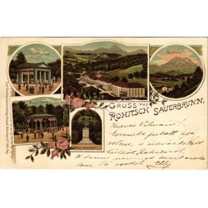 1898 (Vorläufer) Rogaska Slatina, Rohitsch-Sauerbrunn; Tempelbrunnen, Donatiberg, Styria Quelle, Attems Monument ...
