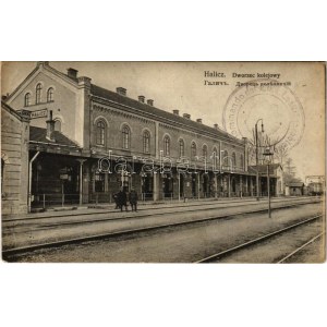 1915 Halych, Halicz, Halics (Galicia, Galizien); Dworzec kolejowy / Bahnhof / railway station (fa)