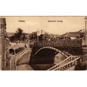 1918 Odessa, Odesa; Nowikoff Brücke / Novikov Bridge, tram (EK)