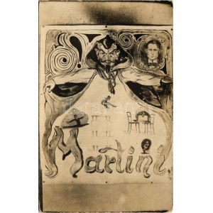 Martini - cirkuszi akrobata szecessziós lapja / Circus acrobat, Art Nouveau (kopott sarkak / worn corners...