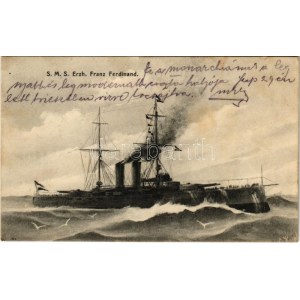 1908 SMS Erzherzog Franz Ferdinand az Osztrák-Magyar Haditengerészet Radetzky-osztályú csatahajója / K.u.K...