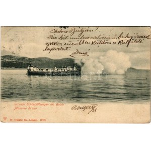 1903 K.u.k. Kriegsmarine Scharfe Schiessübungen im Boote / Manovre di tiro / Osztrák...