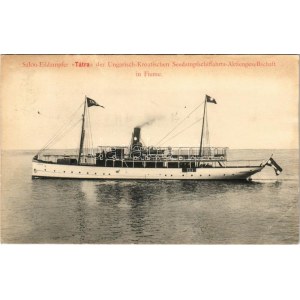 1911 Fiume, Rijeka; TÁTRA egycsavaros tengeri személyszállító gőzhajó / Salon-Eildampfer Tátra der ungarisch...