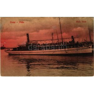 1910 Fiume, Rijeka; Molo Dante, SS STEFÁNIA egycsavaros tengeri személyszállító gőzhajó (Salondampfer). E...