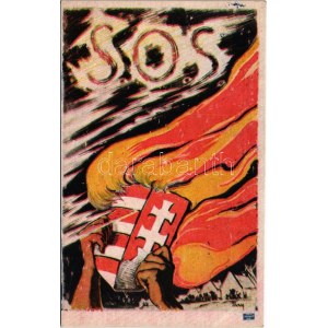 SOS! Kiadja Magyarország Területi Épségének Védelmi Ligája / Hungarian irredenta propaganda, Trianon, coat of arms s...