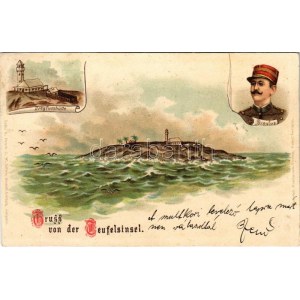 1899 (Vorläufer) Gruss von der Teufelsinsel, Dreyfusshütte. G.W. Löwe, Vogel ...