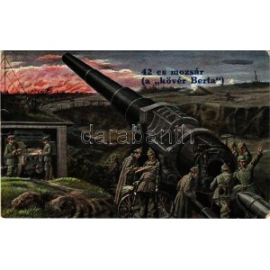 42-es mozsár, a kövér Berta. Első világháborús német katonák / WWI German military, 42 cm giant cannon. L & P 1707. ...