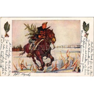 1915 Weihnachten. Feldpostkarte I. Armee im Felde 1915 / Az első hadsereg karácsonyi katonai üdvözlete / WWI Austro...