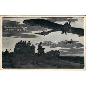 1915 Abfahrt deutscher Flieger zur Geländeanfklärung. Deutscher Luftflotten Verein ...
