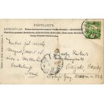 1907 Krampusz nyakában hölggyel. Örömy S. kiadása / Krampus with lady (EB)