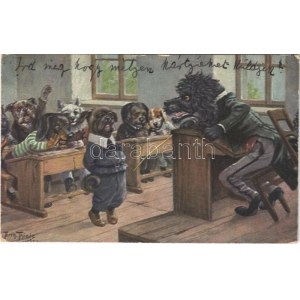 1934 Kutya iskola / Dog school. T.S.N. Serie 1672. s: Arthur Thiele