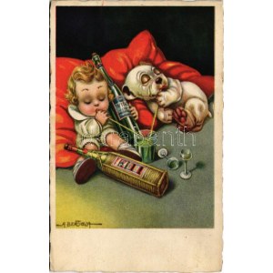 1928 Részeg Bonzo kutya és kislány / Drunk Bozo dopg and girl. C.C.M. 2558-2. s: A. Bertiglia (EK...