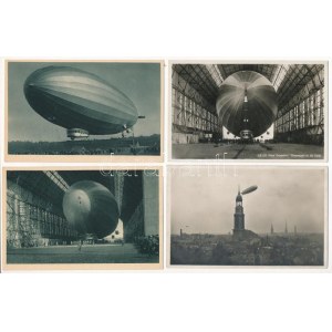 Zeppelin léghajók - 4 db régi képeslap / Zeppelin Luftschiff / Zeppelin airships - 4 pre...