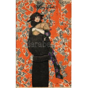 1918 Boldog Új évet! / New Year. B.K.W.I. 3090-5. s: Mela Koehler
