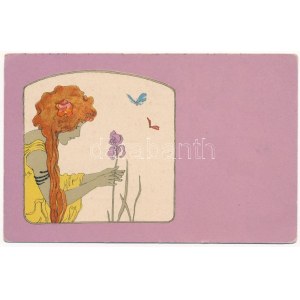Girl in purple. Art Nouveau unsigned Raphael Kirchner (fl)