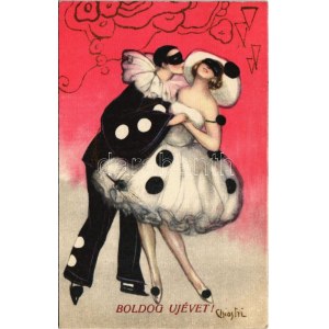 1926 Bohóc szerelem. Olasz művészlap / Italian art postcard. Clown love. Ballerini & Fratini 197. s...