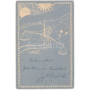 1900 Mérleg csillagkép / Wage Sternbild / Libra constellation. Art Nouveau (EK)