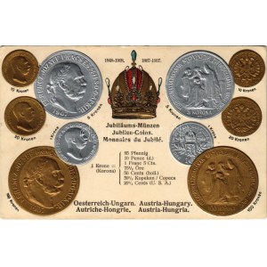 Österreich-Ungarn Jubiläums Münzen / Osztrák-magyar jubileumi érmék. Dombornyomott / Austro-Hungarian Jubilee coins. M...