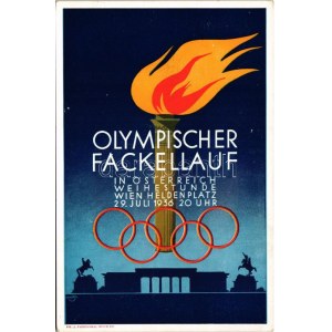 1936 Olympischer Fackellauf in Österreich Weihestunde Wien Heldenplatz / Olimpiai fáklyaváltó Ausztriában ...