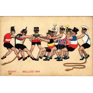 Sport... Bellico 1914 / Első világháborús olasz központi hatalmak ellenes katonai gúnyos propaganda...