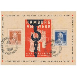 1948 Ausstellung Hamburg am Werk Sonderblatt mit Sonderstempel / Hamburg At Work Exhibition + So. Stpl. (fl...