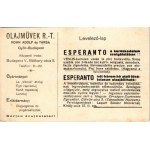 A legfinomabb Vénus étolaj. Kohn Adolf és Társa Olajművek rt. kiadása. Esperanto reklám a hátoldalon - Faragó Béla ...