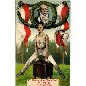 1913 12. Deutsches Turnfest in Leipzig 12-16. Juli / 12th German Gymnastics Festival advertising art postcard. B.B. & O...