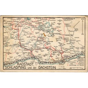Radstadt, Schladming und der Dachstein. Gasthaus Zur Bisehofsmütze M. Steinbacher Filzmoos / Osztrák térkép ...
