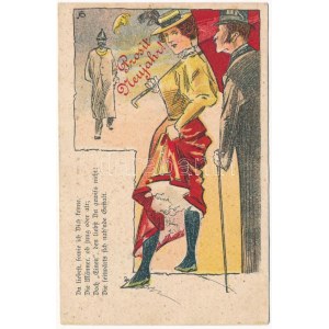 1899 (Vorläufer) Prosit Neujahr! / Szecessziós üjévi üdvözlet / Art Nouveau New Year greeting, litho (EK...