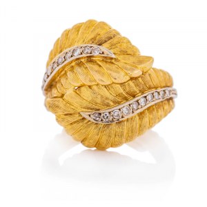 Ring with leaf motif, 1950s-60s.