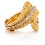 Ring with leaf motif, 1950s-60s.