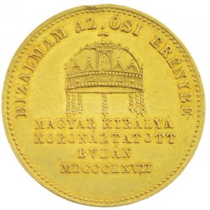 Habsburg Birodalom / Bécs 1867A I. Ferenc József budai koronázására Au koronázási zseton. I...