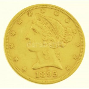 Amerikai Egyesült Államok 1895. 5$ Au Liberty műanyag tokban (8,37g/0.917/21mm) T:2 / USA 1895. 5 Dollars Au Liberty...