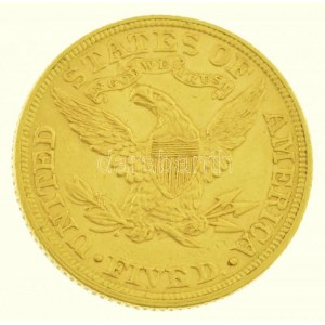 Amerikai Egyesült Államok 1895. 5$ Au Liberty műanyag tokban (8,37g/0.917/21mm) T:2 / USA 1895. 5 Dollars Au Liberty...