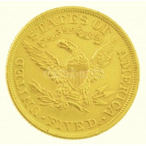 Amerikai Egyesült Államok 1899. 5$ Au Liberty műanyag tokban (8,35g/0.917/21mm) T:2 / USA 1899. 5 Dollars Au Liberty...