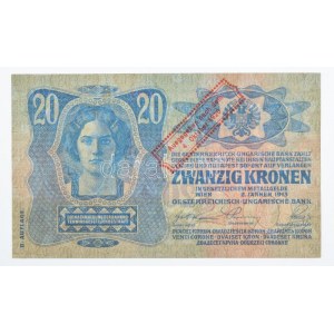 1913. 20K II. kiadás, hamis Ausgegeben nach dem 4. oktober 1920 felülbélyegzéssel T:III szép papír / Hungary 1913...