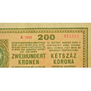 1918. 200K A 2041 011324 hullámos hátlappal T:I-,II kis folt / Hungary 1918. 200 Korona A 2041 011324...