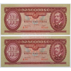 1949. 100Ft (2x) sorszámkövetők B 897 065407 - B 897 065408 T:I / Hungary 1949. 100 Forint (2x) consecutive serials ...