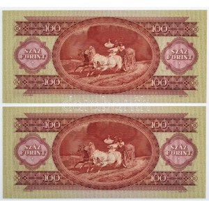 1949. 100Ft (2x) sorszámkövetők B 897 065407 - B 897 065408 T:I / Hungary 1949. 100 Forint (2x) consecutive serials ...