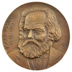 Sz. Egyed Emma (1935-2016) DN Karl Marx 1818-1883 egyoldalas bronz plakett (120mm) T:1- patina...