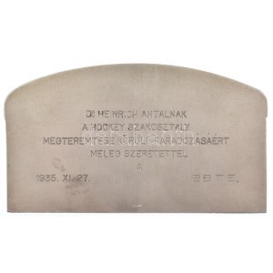 Berán Lajos (1882-1943) 1935. Budapesti (Budai) Torna Egylet 1869-1929 ezüstözött bronz emlékplakett LUDVIG...