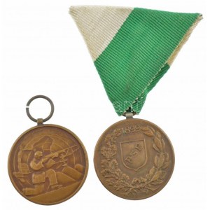 ~1936. PSE (Polgári Sportegyesület) kétoldalas bronz díjérem (2xklf) egyik mellszalagon (29mm) T:1-,2 / Hungary ~1936...