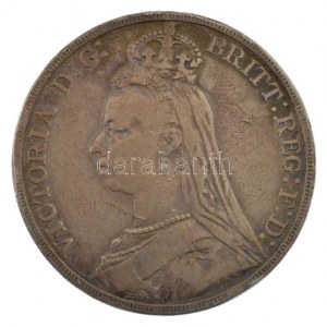 Nagy-Britannia 1890. 1C Ag Viktória (27,87g) T:2-,3 patina, ph. / Great Britain 1890. 1 Crown Ag Victoria (27,87g...