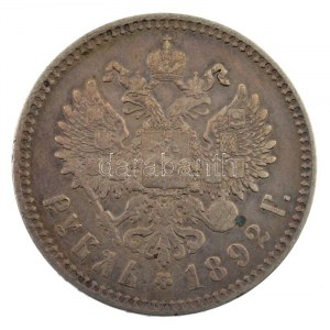 Orosz Birodalom 1892. 1R Ag III. Sándor Szentpétervár T:2-,3 / Russian Empire 1892. 1 Ruble Ag Alexander III St...