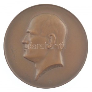 Olaszország 1928. Benito Mussolini - Corvin Mátyás Társaság kétoldalas bronz emlékérem. Szign.: Livia de Kuzmik (50mm...